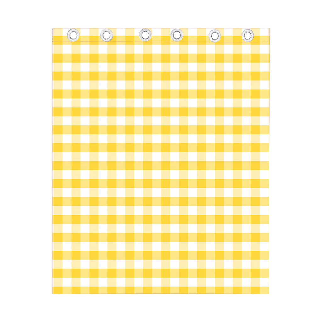 Yellow And White Gingham Pattern Print Curtain
