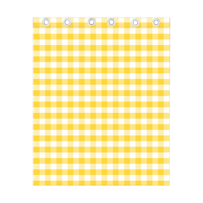 Yellow And White Gingham Pattern Print Curtain