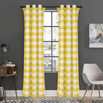 Yellow And White Gingham Pattern Print Curtain