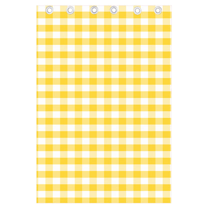 Yellow And White Gingham Pattern Print Curtain