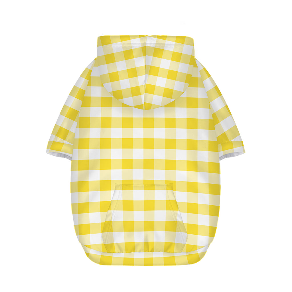 Yellow And White Gingham Pattern Print Dog Zip Up Hoodie