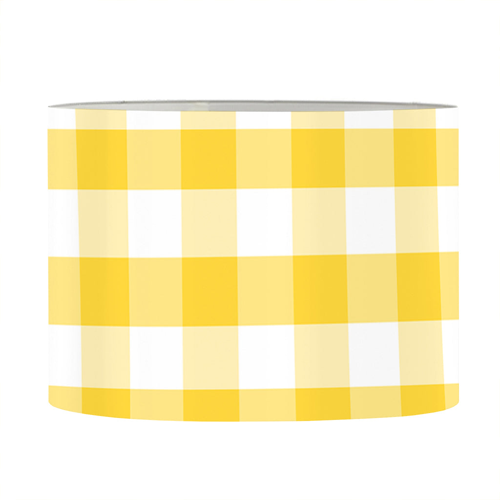 Yellow And White Gingham Pattern Print Drum Lamp Shade