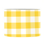 Yellow And White Gingham Pattern Print Drum Lamp Shade