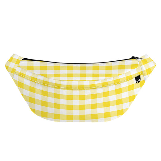 Yellow And White Gingham Pattern Print Fanny Pack