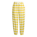 Yellow And White Gingham Pattern Print Fleece Lined Knit Pants