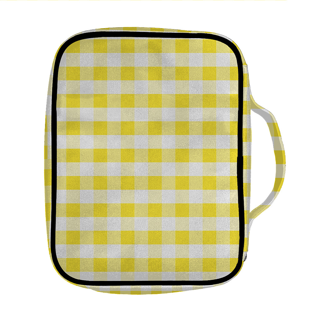 Yellow And White Gingham Pattern Print Front Pocket Bible Bag