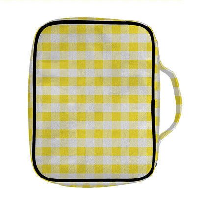 Yellow And White Gingham Pattern Print Front Pocket Bible Bag