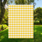 Yellow And White Gingham Pattern Print Garden Flag