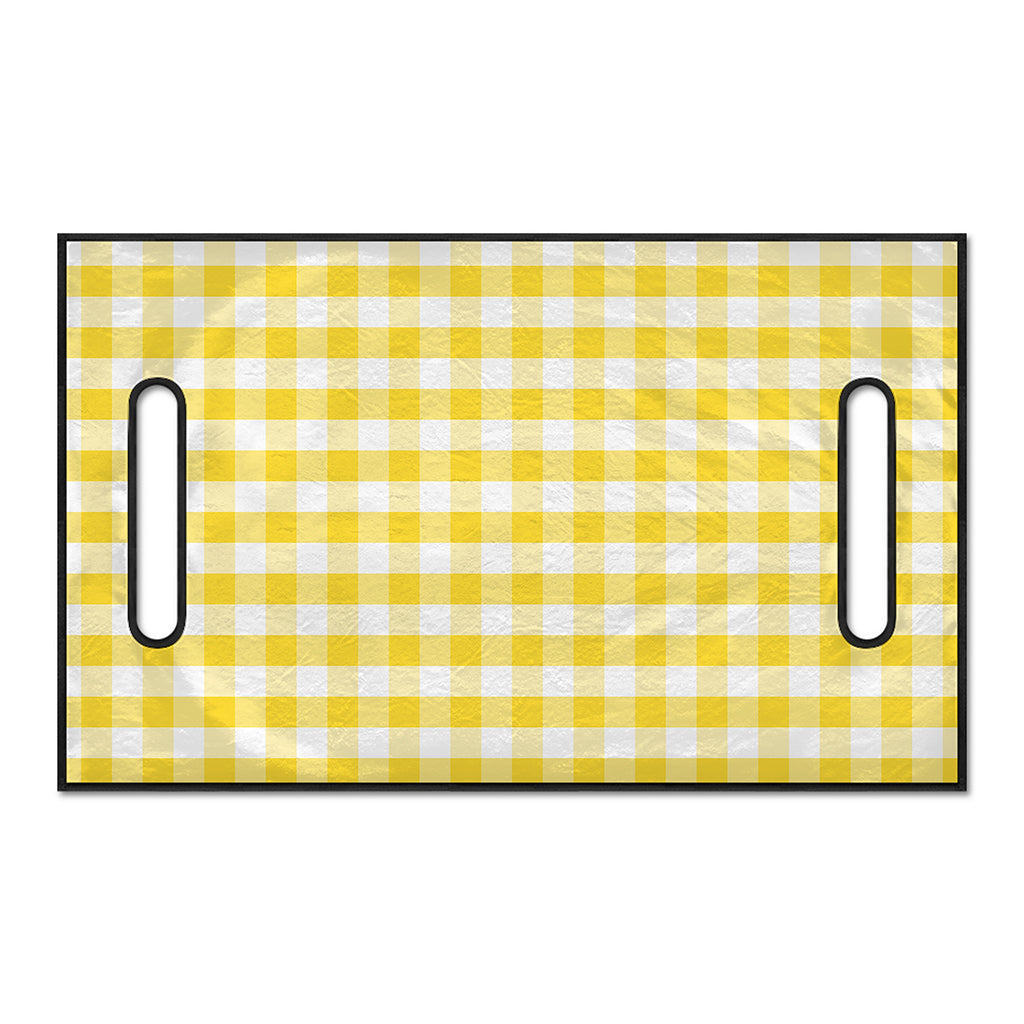 Yellow And White Gingham Pattern Print Golf Cart Seat Cover