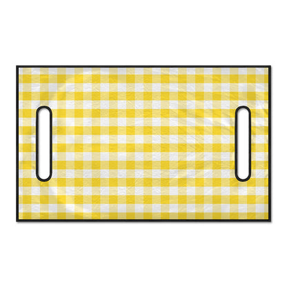 Yellow And White Gingham Pattern Print Golf Cart Seat Cover