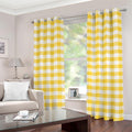 Yellow And White Gingham Pattern Print Grommet Curtains