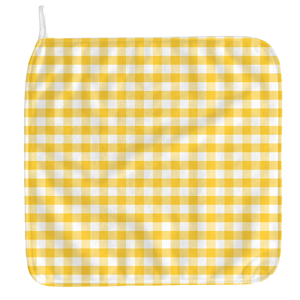 Yellow And White Gingham Pattern Print Hand Towel