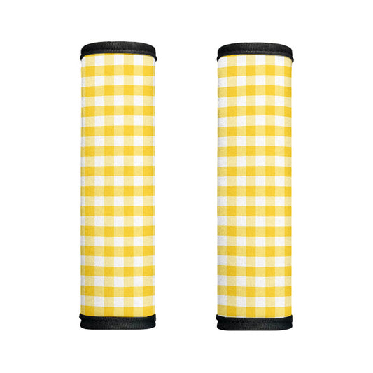 Yellow And White Gingham Pattern Print Handle Covers