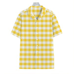 Yellow And White Gingham Pattern Print Hawaiian Shirt