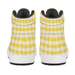 Yellow And White Gingham Pattern Print High Top Leather Sneakers