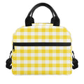 Yellow And White Gingham Pattern Print Insulated Lunch Bag