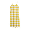 Yellow And White Gingham Pattern Print Jersey Midi Cami Dress