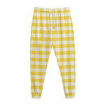 Yellow And White Gingham Pattern Print Jogger Pants