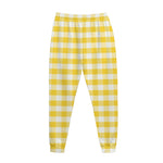 Yellow And White Gingham Pattern Print Jogger Pants