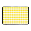 Yellow And White Gingham Pattern Print Kitchen Mat
