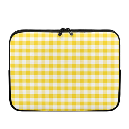 Yellow And White Gingham Pattern Print Laptop Sleeve