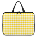 Yellow And White Gingham Pattern Print Laptop Sleeve With Handle