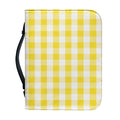 Yellow And White Gingham Pattern Print Leather Bible Cover