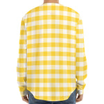 Yellow And White Gingham Pattern Print Long Sleeve Baseball Jersey