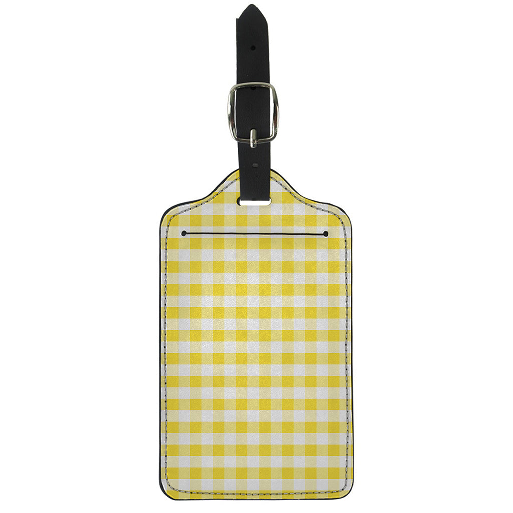 Yellow And White Gingham Pattern Print Luggage Tag