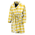 Yellow And White Gingham Pattern Print Men's Bathrobe