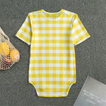 Yellow And White Gingham Pattern Print Men's Bodysuit