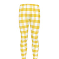 Yellow And White Gingham Pattern Print Men's Leggings
