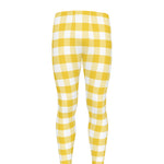 Yellow And White Gingham Pattern Print Men's leggings