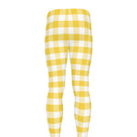 Yellow And White Gingham Pattern Print Men's leggings
