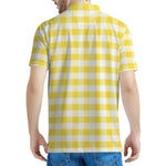 Yellow And White Gingham Pattern Print Men's Polo Shirt