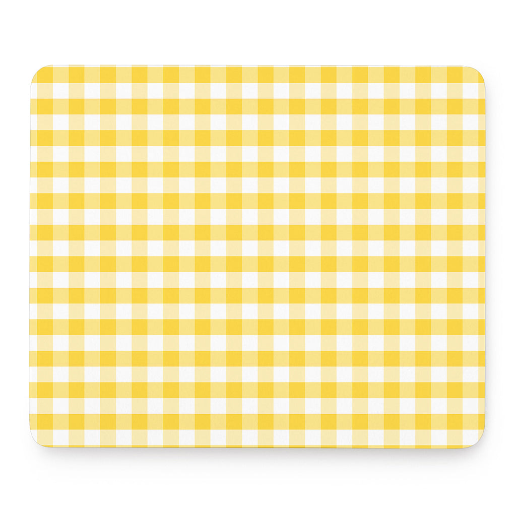 Yellow And White Gingham Pattern Print Mouse Pad