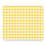 Yellow And White Gingham Pattern Print Mouse Pad