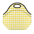 Yellow And White Gingham Pattern Print Neoprene Lunch Bag