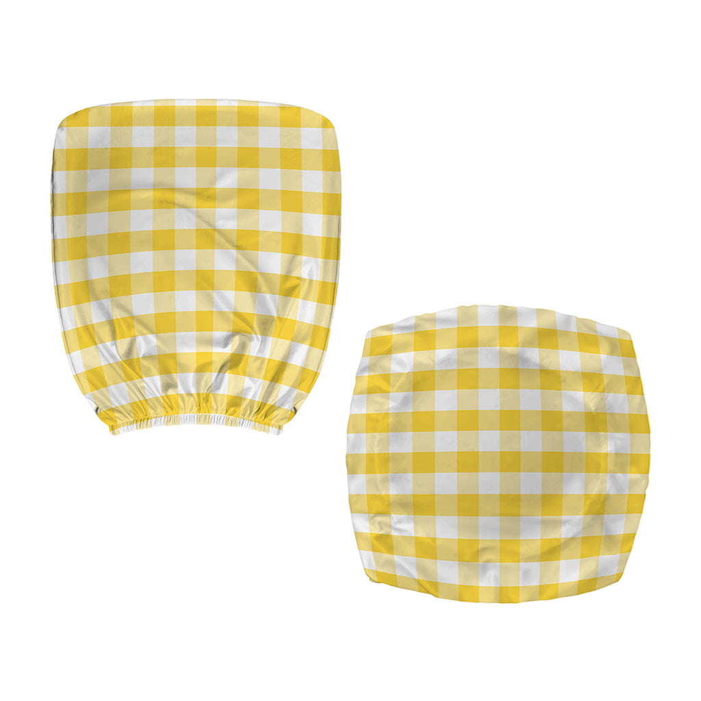 Yellow And White Gingham Pattern Print Office Chair Cover