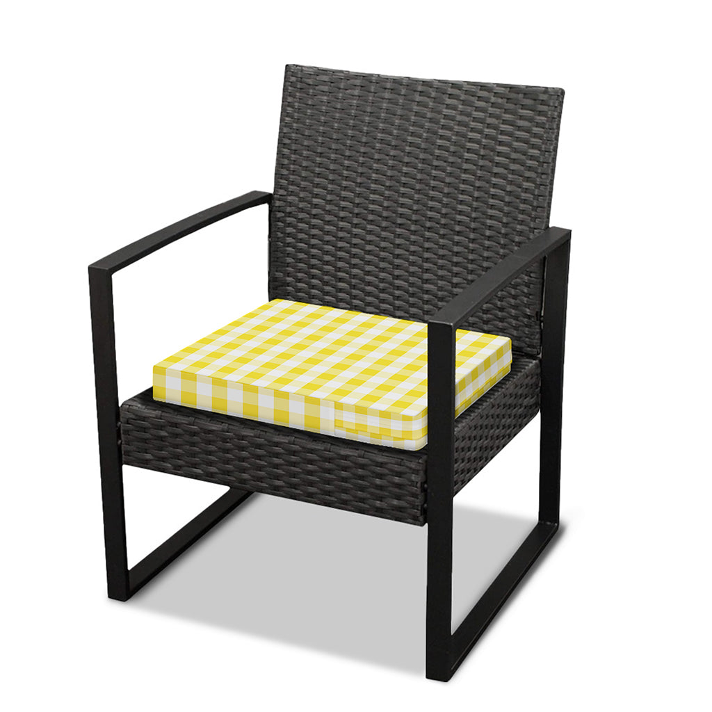 Yellow And White Gingham Pattern Print Outdoor Seat Cushion Cover