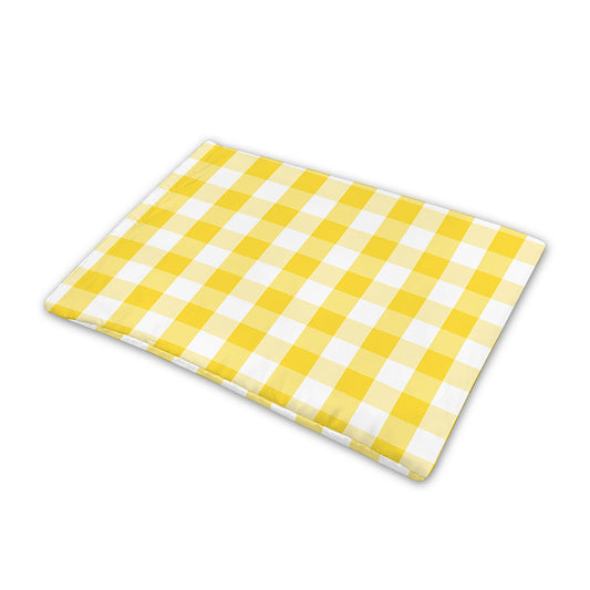 Yellow And White Gingham Pattern Print Pet Cooling Mat Cover