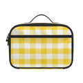 Yellow And White Gingham Pattern Print Portable Lunch Bag