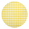 Yellow And White Gingham Pattern Print Round Blanket