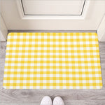 Yellow And White Gingham Pattern Print Rubber Doormat