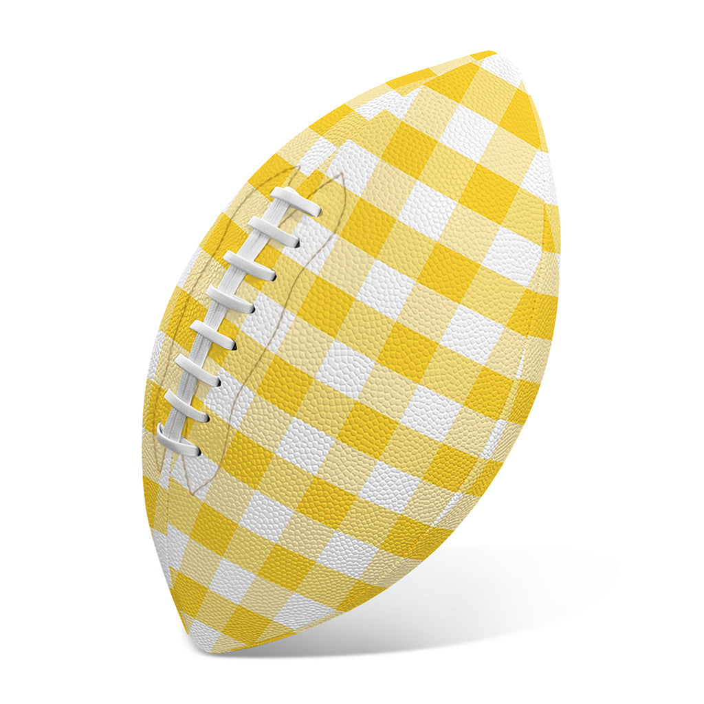 Yellow And White Gingham Pattern Print Rugby Ball