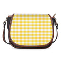 Yellow And White Gingham Pattern Print Saddle Bag