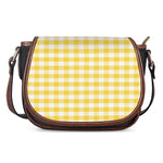 Yellow And White Gingham Pattern Print Saddle Bag