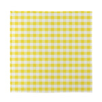 Yellow And White Gingham Pattern Print Silk Bandana