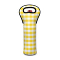 Yellow And White Gingham Pattern Print Single Neoprene Wine Tote
