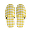 Yellow And White Gingham Pattern Print Slippers